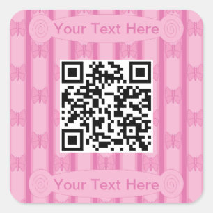 Pegatina Cuadrada Código QR de Mariposa Divertida y Elegante