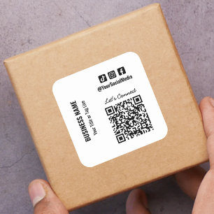 Pegatina Cuadrada Código QR de medios sociales