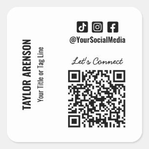 Pegatina Cuadrada Código QR de medios sociales