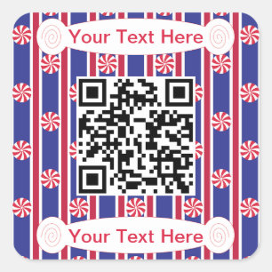 Pegatina Cuadrada Código QR de menta divertida y divertida