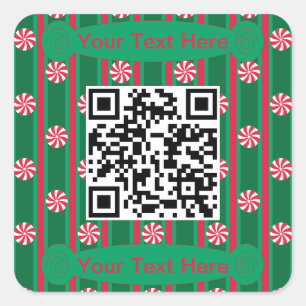 Pegatina Cuadrada Código QR de menta divertida y divertida