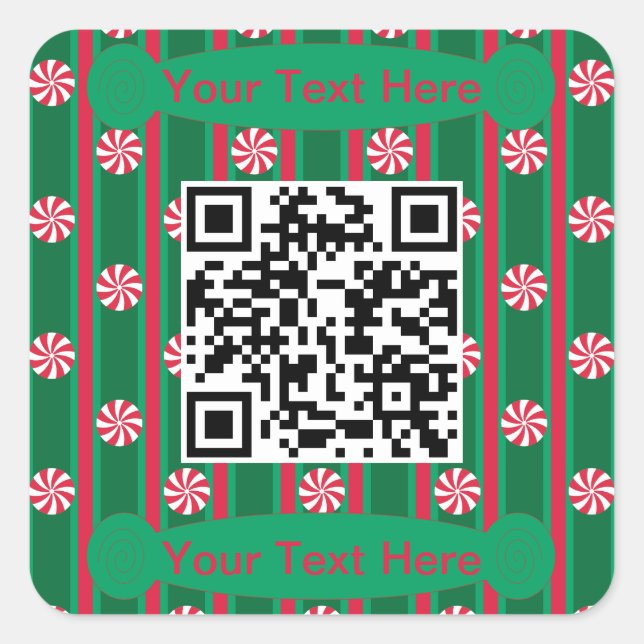 Pegatina Cuadrada Código QR de menta divertida y divertida (Anverso)