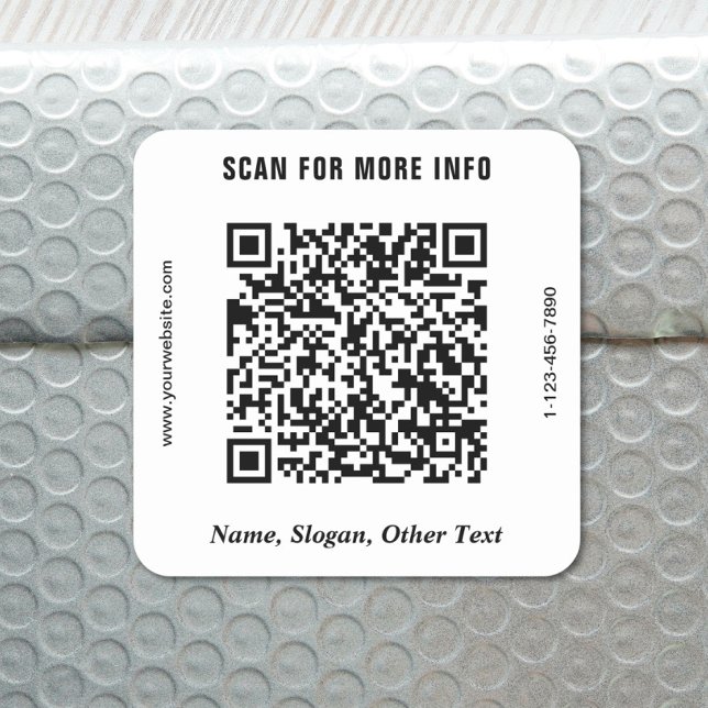 Pegatina Cuadrada Código QR de Negocio Moderno (Modern Business QR Code Square Sticker)