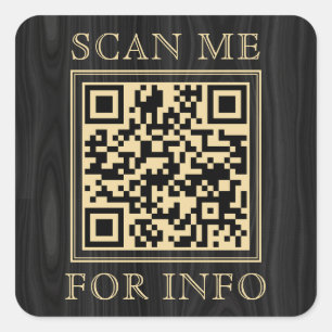 Pegatina Cuadrada Código QR de Negocios Masculino Oscuro Dorado Negr