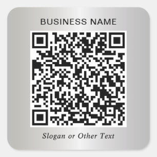 Pegatina Cuadrada Código QR de Negocios Plata