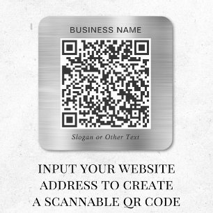 Pegatina Cuadrada Código QR de Negocios Plata