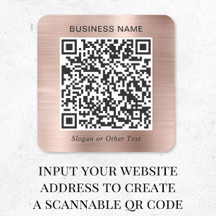 Pegatina Cuadrada Código QR de Negocios Rosa Dorado