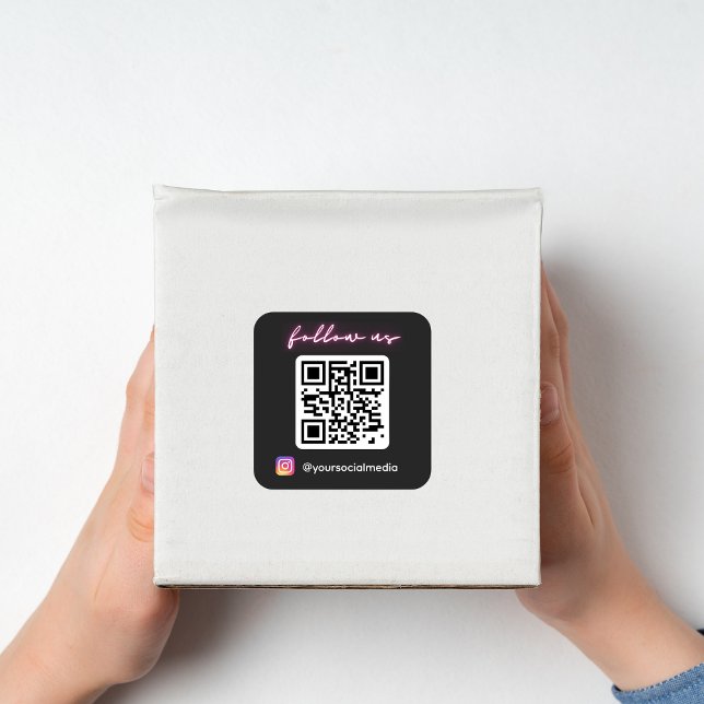Pegatina Cuadrada Código QR de Neon Seguirnos en Instagram Redes Soc (Subido por el creador)