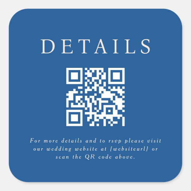Pegatina Cuadrada Código QR de Parker Boda (Anverso)