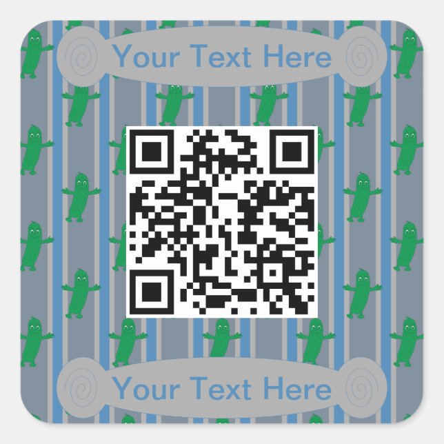 Pegatina Cuadrada Código QR de pasarela divertida y fácil (Anverso)