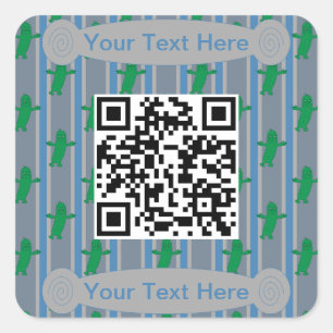 Pegatina Cuadrada Código QR de Pepino Divertido y Elegante