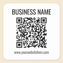 Pegatina Cuadrada Código QR de personalizable y nombre comercial