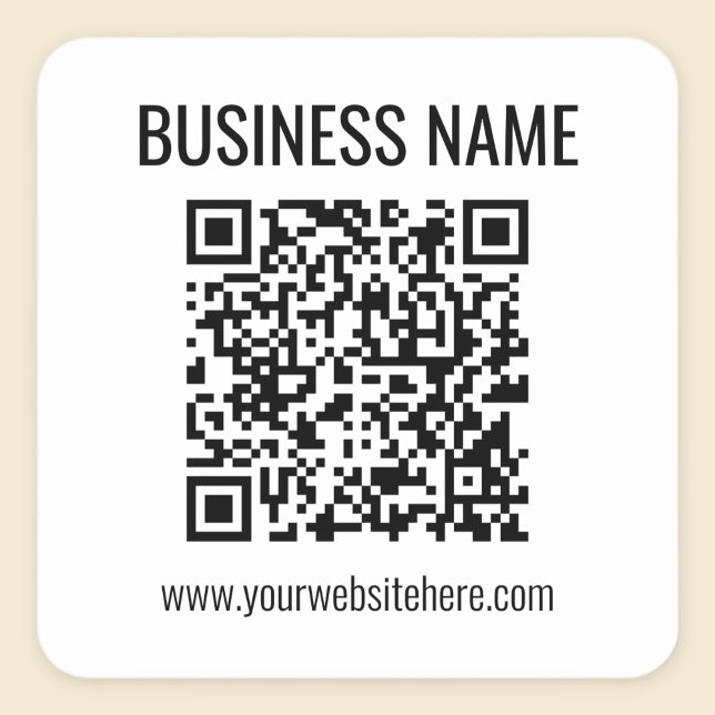 Pegatina Cuadrada Código QR de personalizable y nombre comercial (Subido por el creador)