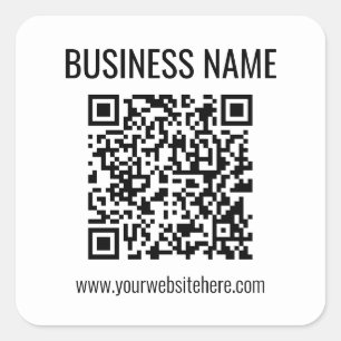 Pegatina Cuadrada Código QR de personalizable y nombre comercial