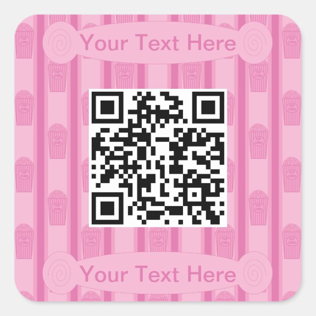 Pegatina Cuadrada Código QR de piopcorn divertido y divertido (Anverso)