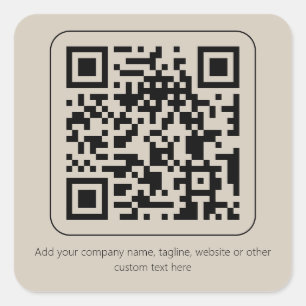 Pegatina Cuadrada Código QR de Producto de Texto Personalizado Crema