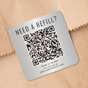 Pegatina Cuadrada Código QR de recarga Plata