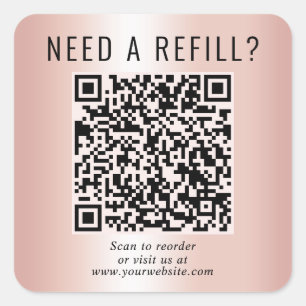 Pegatina Cuadrada Código QR de recarga Rosa Dorado