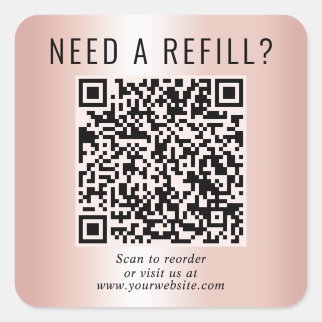 Pegatina Cuadrada Código QR de recarga Rosa Dorado (Anverso)