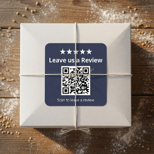 Pegatina Cuadrada Código QR de reseña de Google Deja una reseña pe