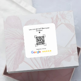 Pegatina Cuadrada Código QR de reseña de Google promocional para peq