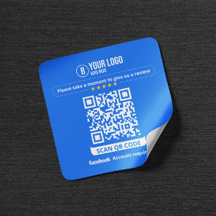 Pegatina Cuadrada Código QR de reseñas de Facebook Califica mi negoc