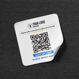 Pegatina Cuadrada Código QR de reseñas de Facebook Califica mi negoc