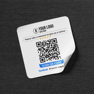 Pegatina Cuadrada Código QR de reseñas de Facebook Califica mi negoc