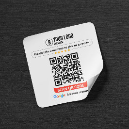 Pegatina Cuadrada Código QR de reseñas de Google Califica mi negocio