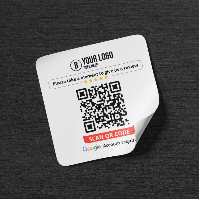 Pegatina Cuadrada Código QR de reseñas de Google Califica mi negocio (Subido por el creador)