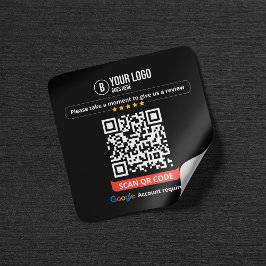Pegatina Cuadrada Código QR de Reseñas de Google Califica mi Negocio