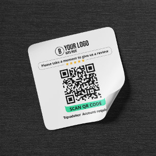 Pegatina Cuadrada Código QR de reseñas de Tripadvisor Califica mi ne