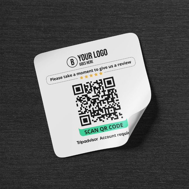 Pegatina Cuadrada Código QR de reseñas de Tripadvisor Califica mi ne (Subido por el creador)