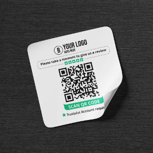 Pegatina Cuadrada Código QR de reseñas de Trustpilot Califica mi neg