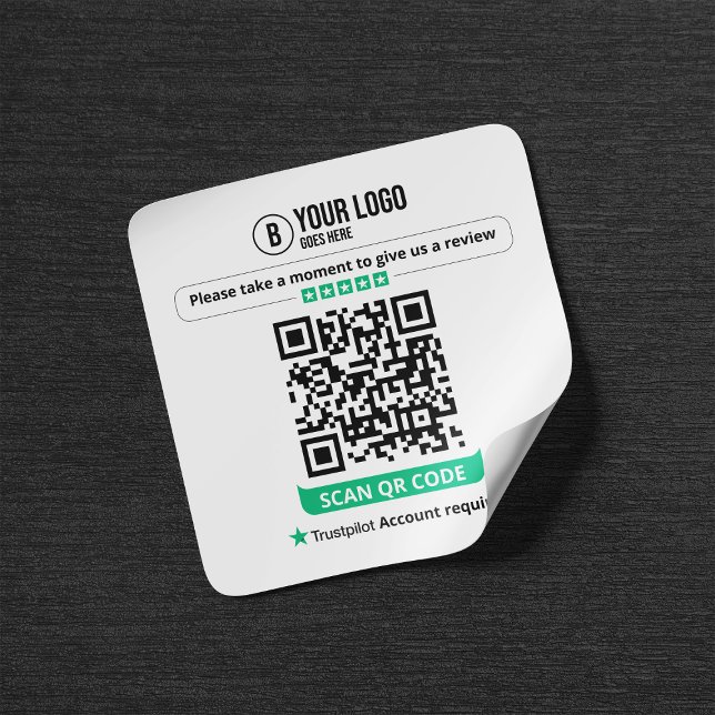 Pegatina Cuadrada Código QR de reseñas de Trustpilot Califica mi neg (Subido por el creador)