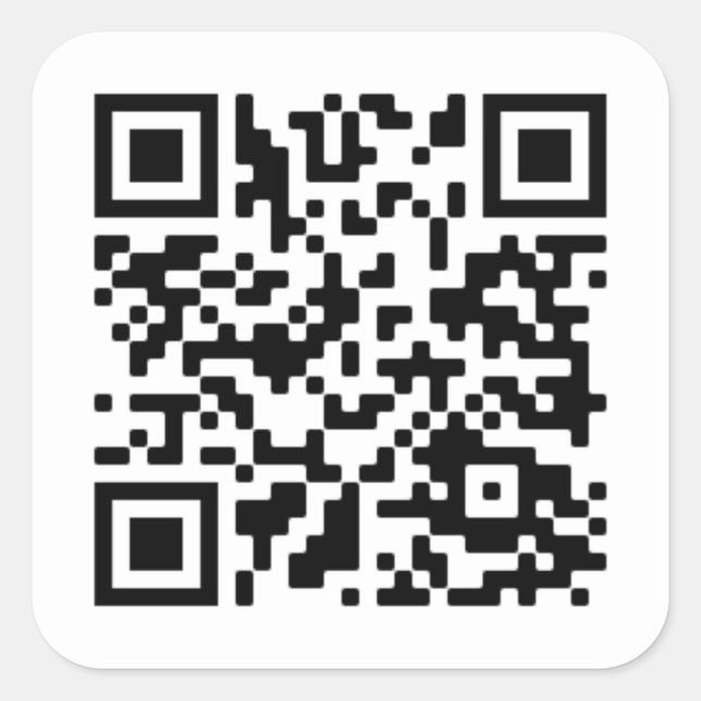 Pegatina Cuadrada código QR de Rick Roll (Anverso)