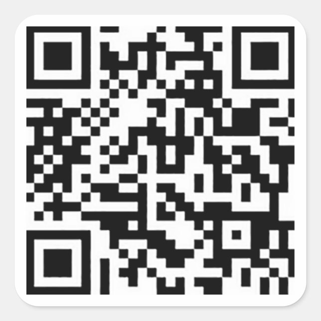 Pegatina Cuadrada código qr de rickroll (Anverso)