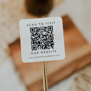 Pegatina Cuadrada Código QR de sitio web de boda de tipografía Chic 