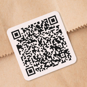 Pegatina Cuadrada Código QR de sitio web personalizado rosa