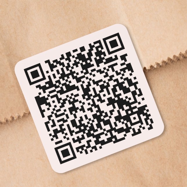 Pegatina Cuadrada Código QR de sitio web personalizado rosa (Custom Website QR Code Pink Square Sticker)