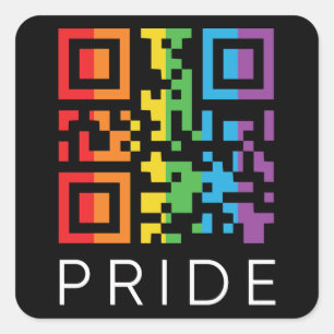 Pegatina Cuadrada Código QR del Arcoiris Orgullo LGBTQIA+