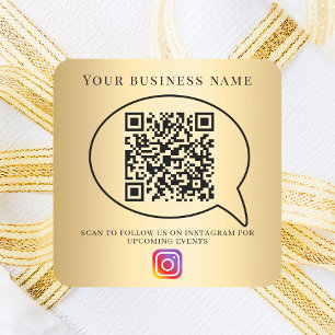 Pegatina Cuadrada Código qr del nombre de la empresa de oro en insta