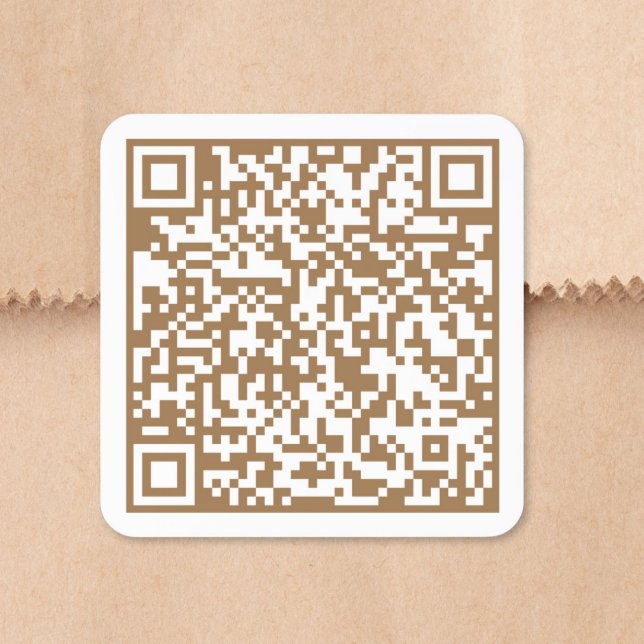 Pegatina Cuadrada Código QR dorado de sitio web personalizado (Custom Website QR Code Gold Square Sticker)