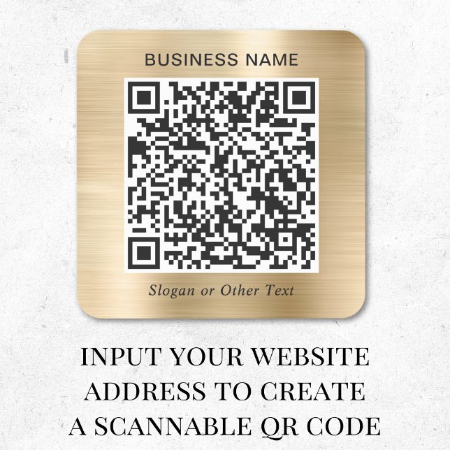 Pegatina Cuadrada Código QR Dorado Empresarial (Subido por el creador)