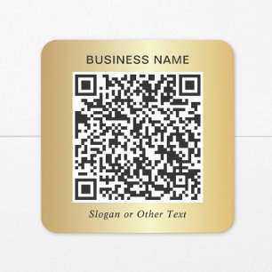 Pegatina Cuadrada Código QR Dorado Empresarial