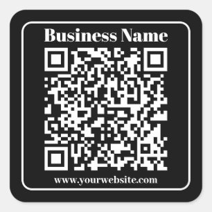 Pegatina Cuadrada Código QR editable Estilo moderno negro y blanco r