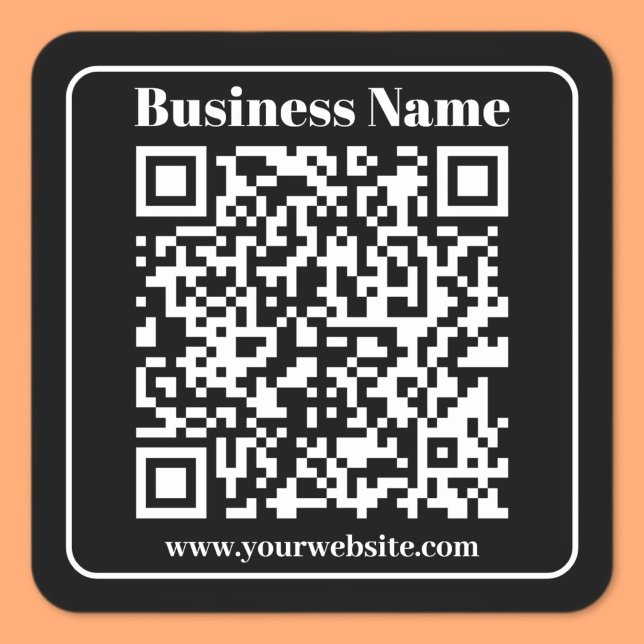 Pegatina Cuadrada Código QR editable Estilo moderno negro y blanco r (Subido por el creador)