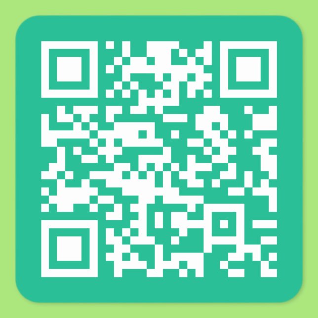 Pegatina Cuadrada Código QR editable Genera el tuyo | Verde turquesa (Subido por el creador)