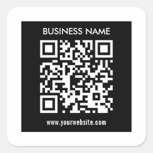 Pegatina Cuadrada Código QR editable (generado al instante) Negro