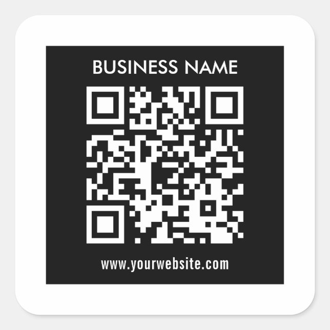 Pegatina Cuadrada Código QR editable (generado al instante) | Negro (Anverso)